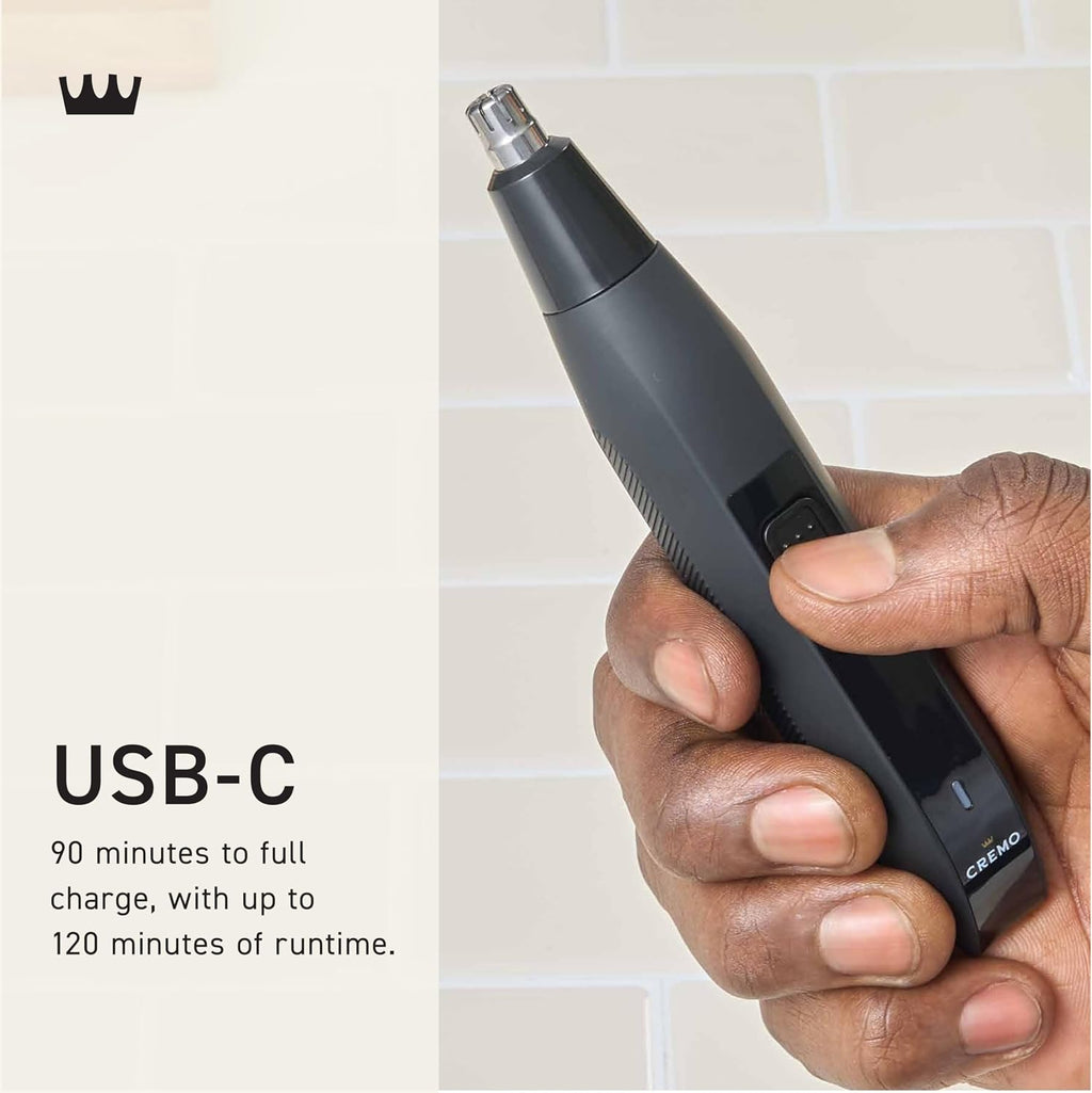 Nose & Ear Hair Trimmer for Men, USB-C Cordless Eyebrow Trimmer | Rotary stainless steel blades for nose, ear &