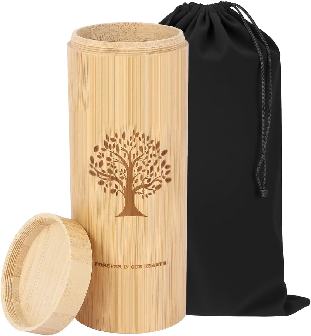 Medium Urn for Human Ashes Keepsake with Screw On Lid,Bamboo Cremation Urn for Adult Female Male Women,Scattering