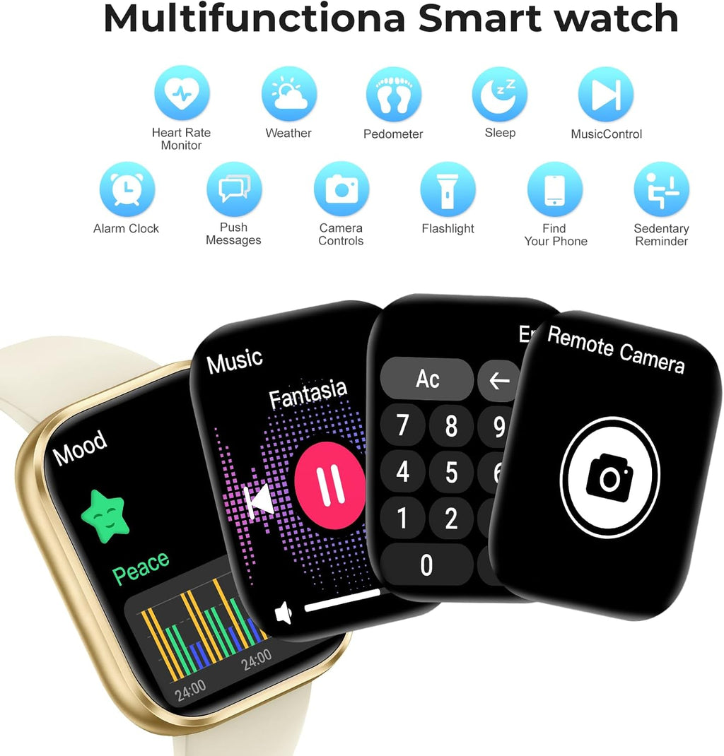 Smart Watch for Men Women, 1.83" HD Touchscreen Fitness Watch with Bluetooth Call&Message Notifications, 110+Sport