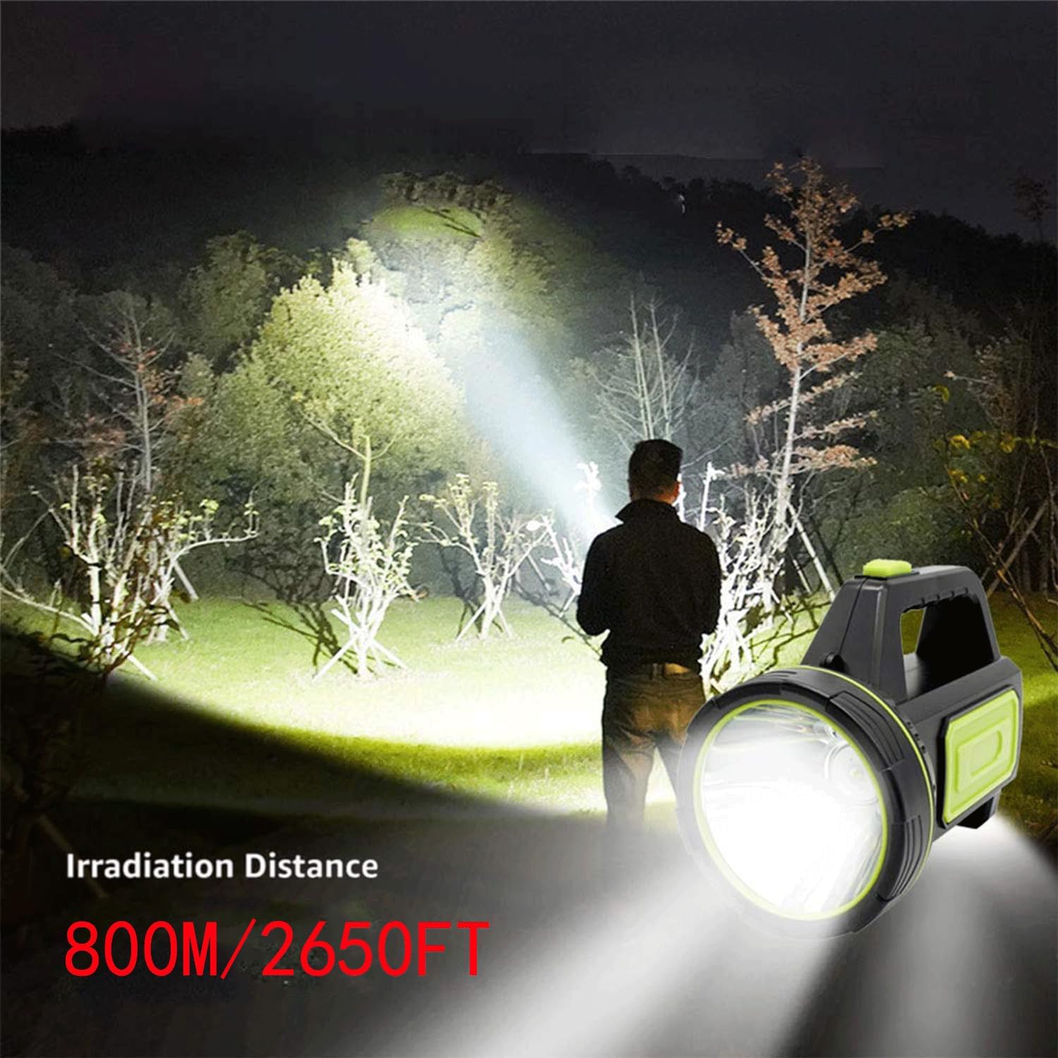 LED Searchlights Handheld Lantern, 13000LM 2 Modes USB Rechargeable LED Flashlights, High Power Outdoors Camping