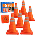 18 Inch 6 Pack Traffic Cones,Collapsible Safety Cones,Multi Purpose Pop-up Cones with Reflective Collar,Orange Cones