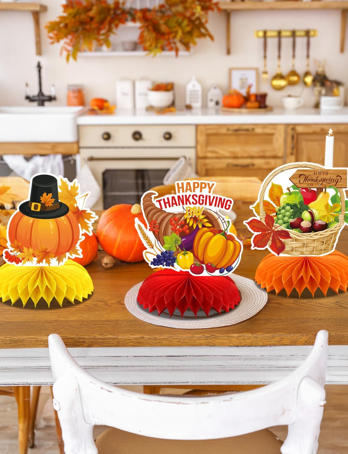 Thanksgiving Table Decorations, Fall Table Decorations for Autumn Harvest | 9Pcs Fall Centerpieces for Tables, 3D