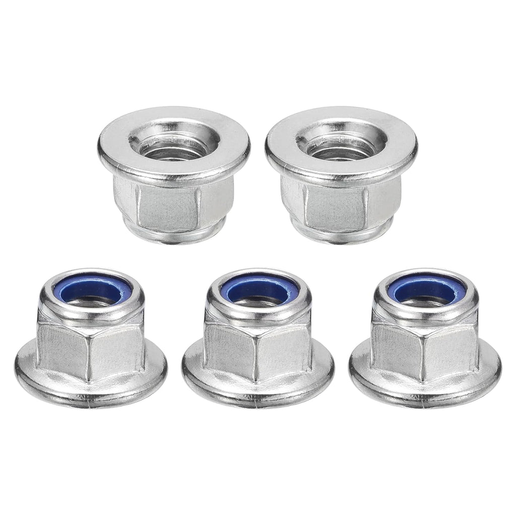 uxcell M10x1.5mm Flange Nylon Insert Lock Nuts, 12Pcs 304 Stainless Steel Metric Hex Lock Nuts Self Locking Nuts for Industrial Construction Fasteners