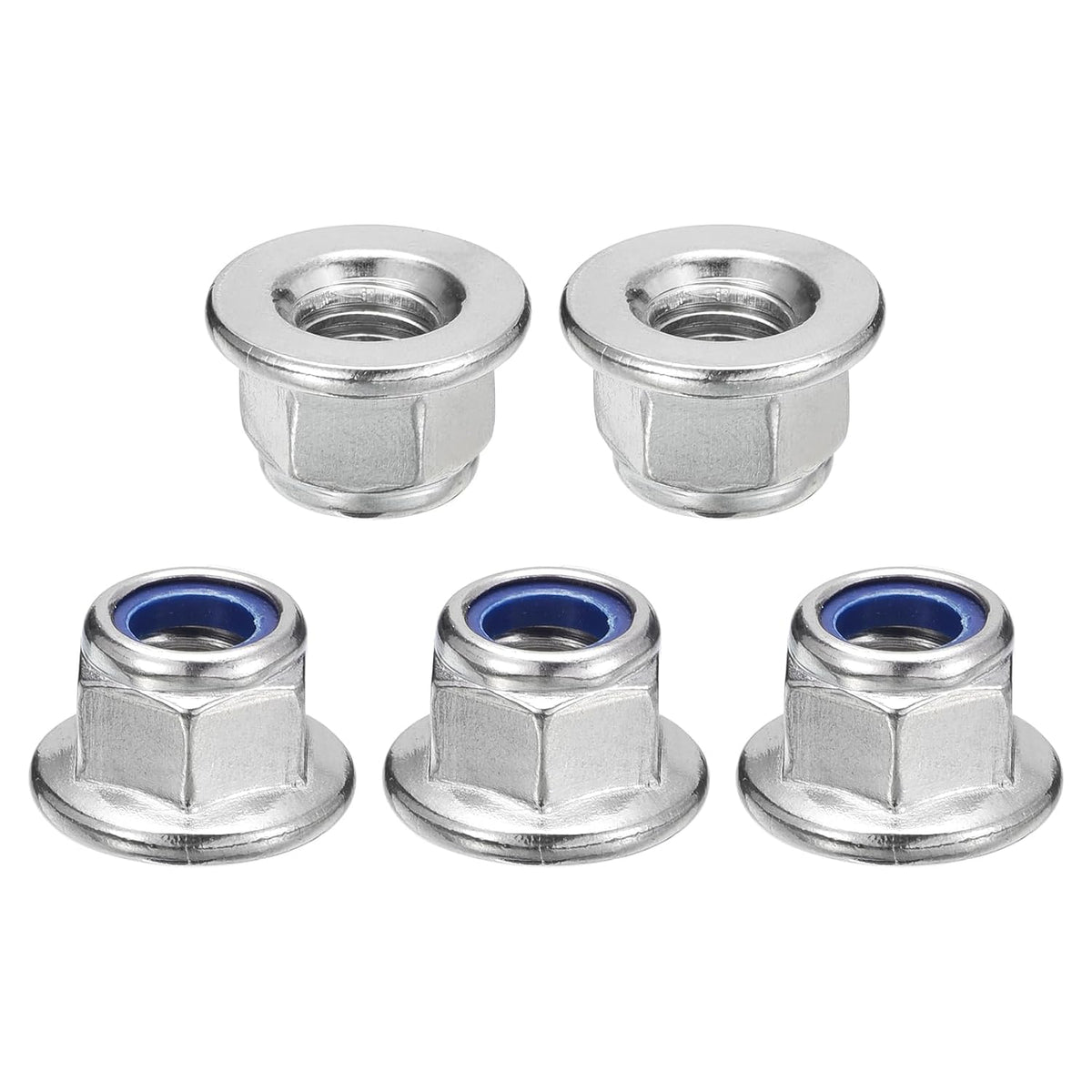 uxcell M10x1.5mm Flange Nylon Insert Lock Nuts, 12Pcs 304 Stainless Steel Metric Hex Lock Nuts Self Locking Nuts for Industrial Construction Fasteners
