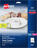 Tent Cards, 2" x 3.5", Gold Borders, 80 Place Cards (3328)