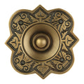 Push Button Doorbell, Solid Brass, Antique Brass Finish | 3 3/4 x 3 3/4 in, Wired Recessed Mount, Decorative Push
