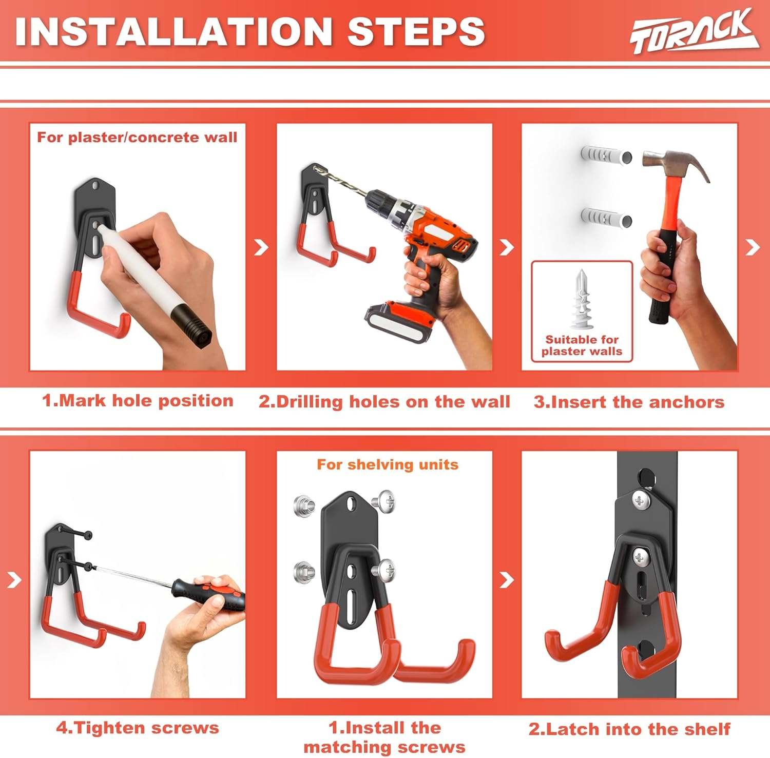 15 PCS Garage Storage System Hooks, Shelving Hooks for Keyhole Shelving Units Wall Mount Utility Hooks for Tools