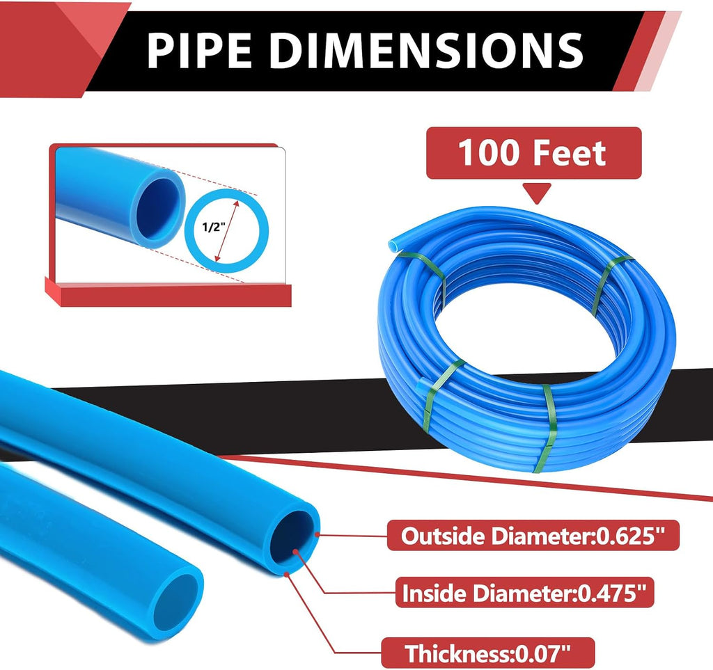 EFIELD 1/2 Inch x 100 Ft Pex-b Pipe/Tubing Blue Color, NSF Certified(A-1)