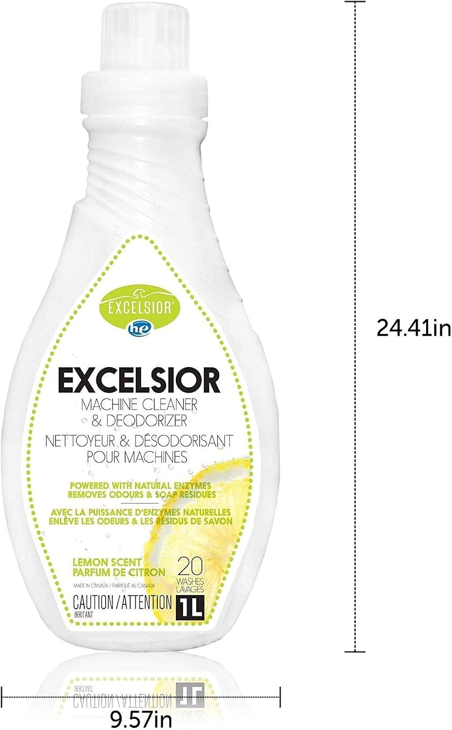 Excelsior HE Washing Machine Cleaner & Deodorizer, 20 Uses, 1 Liter