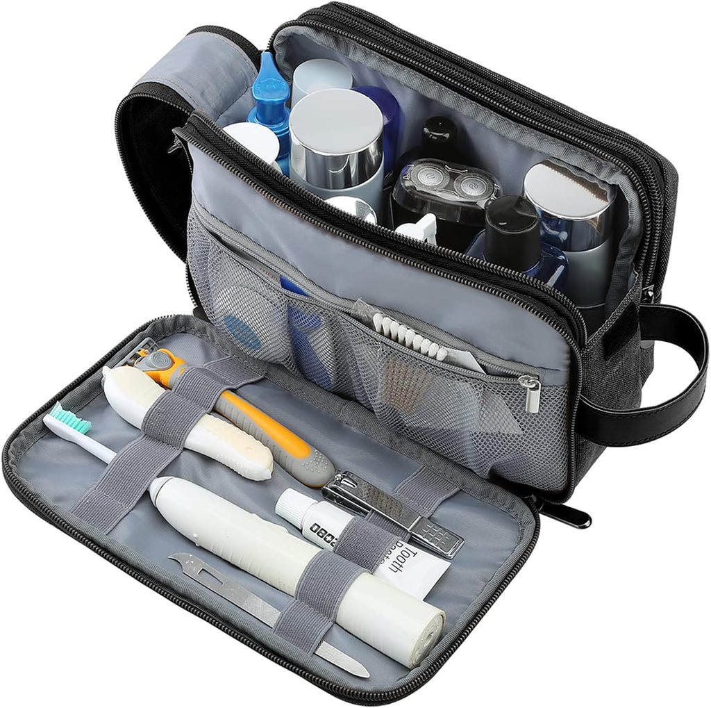 Toiletry Bag for Men, Canvas Travel Toiletry Organizer Dopp Kit Water-resistant Shaving Bag for Toiletries