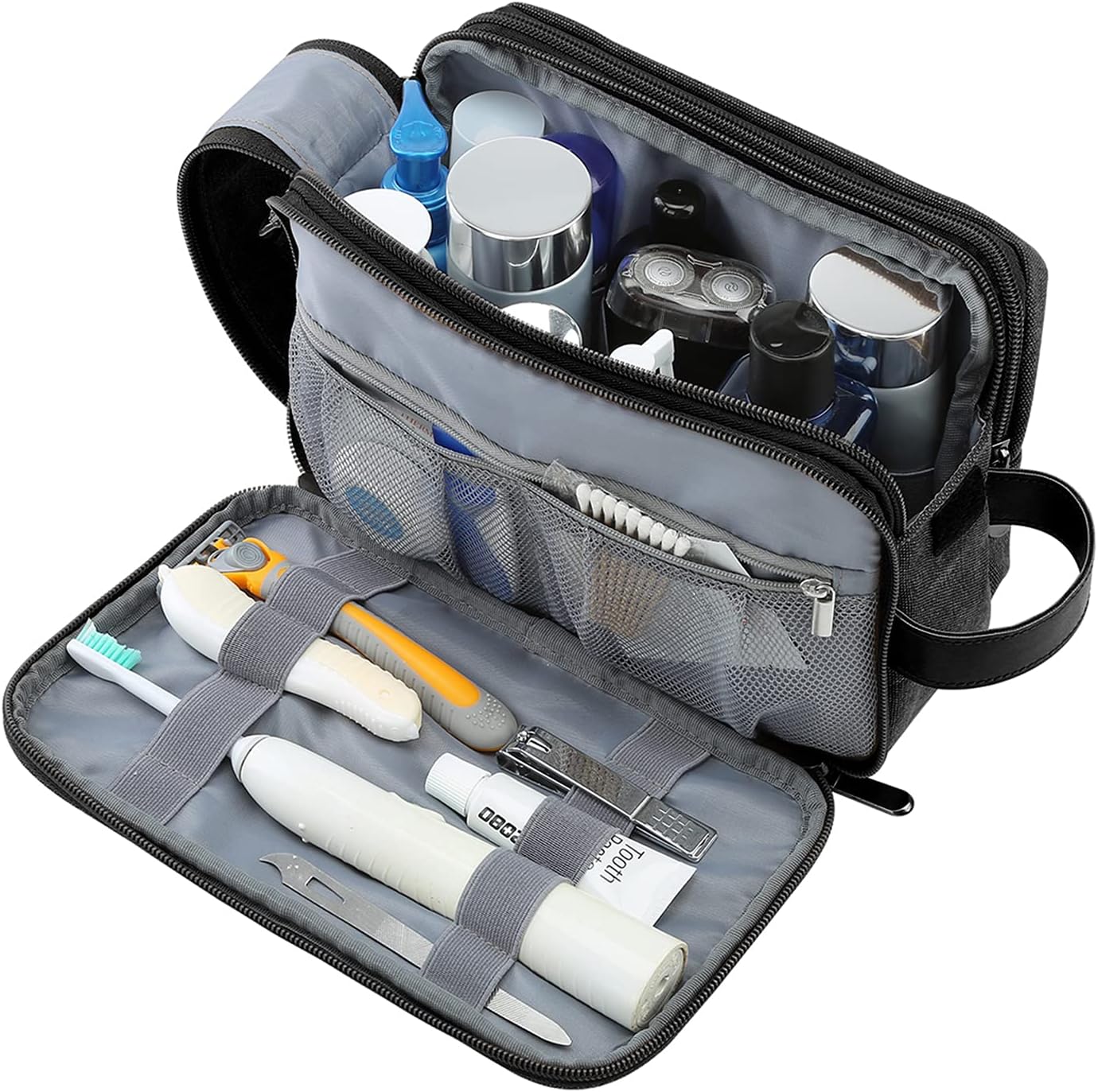 Toiletry Bag for Men, Canvas Travel Toiletry Organizer Dopp Kit Water-resistant Shaving Bag for Toiletries