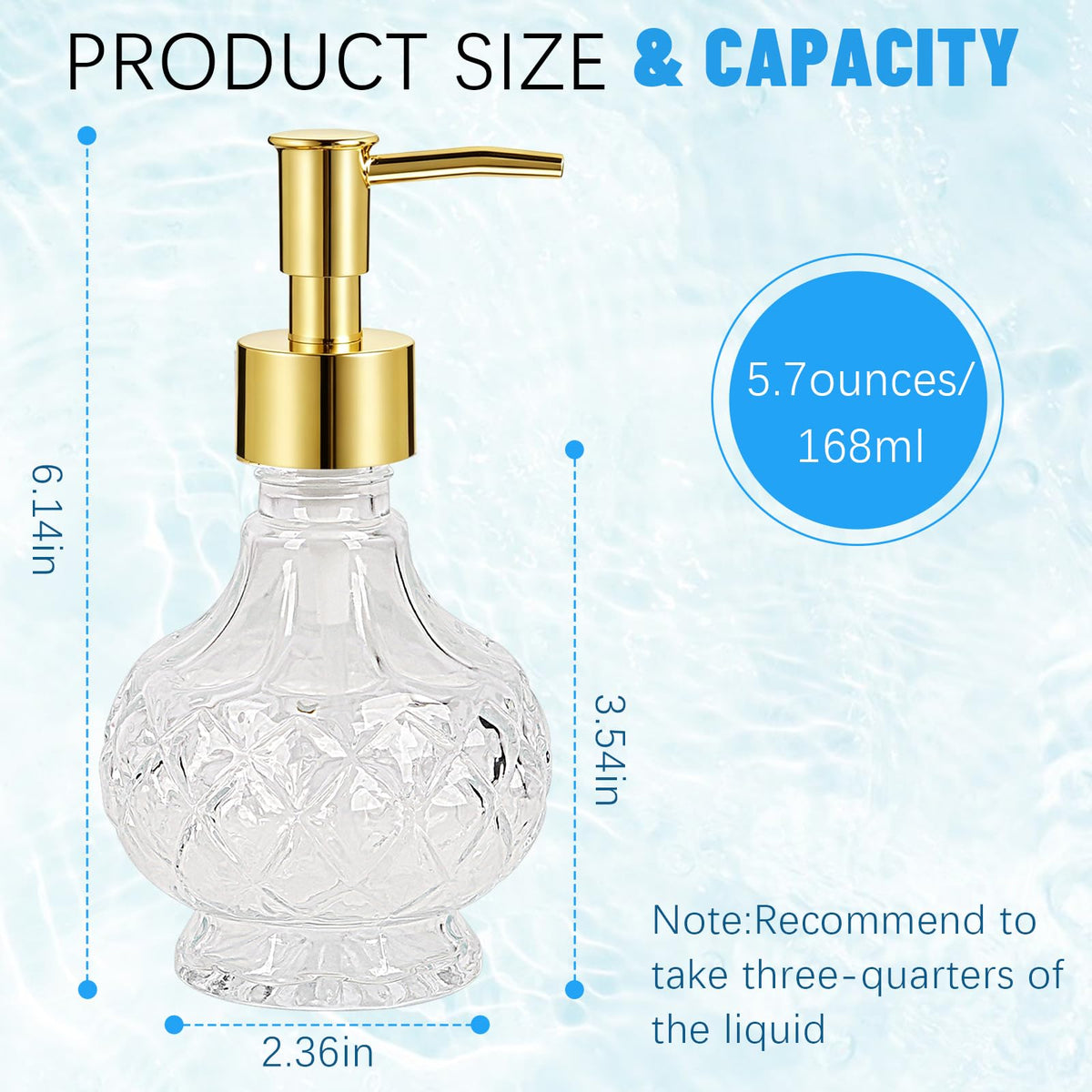 2PCS Glass Hand Soap Dispenser Bathroom with Rust-Proof Pump