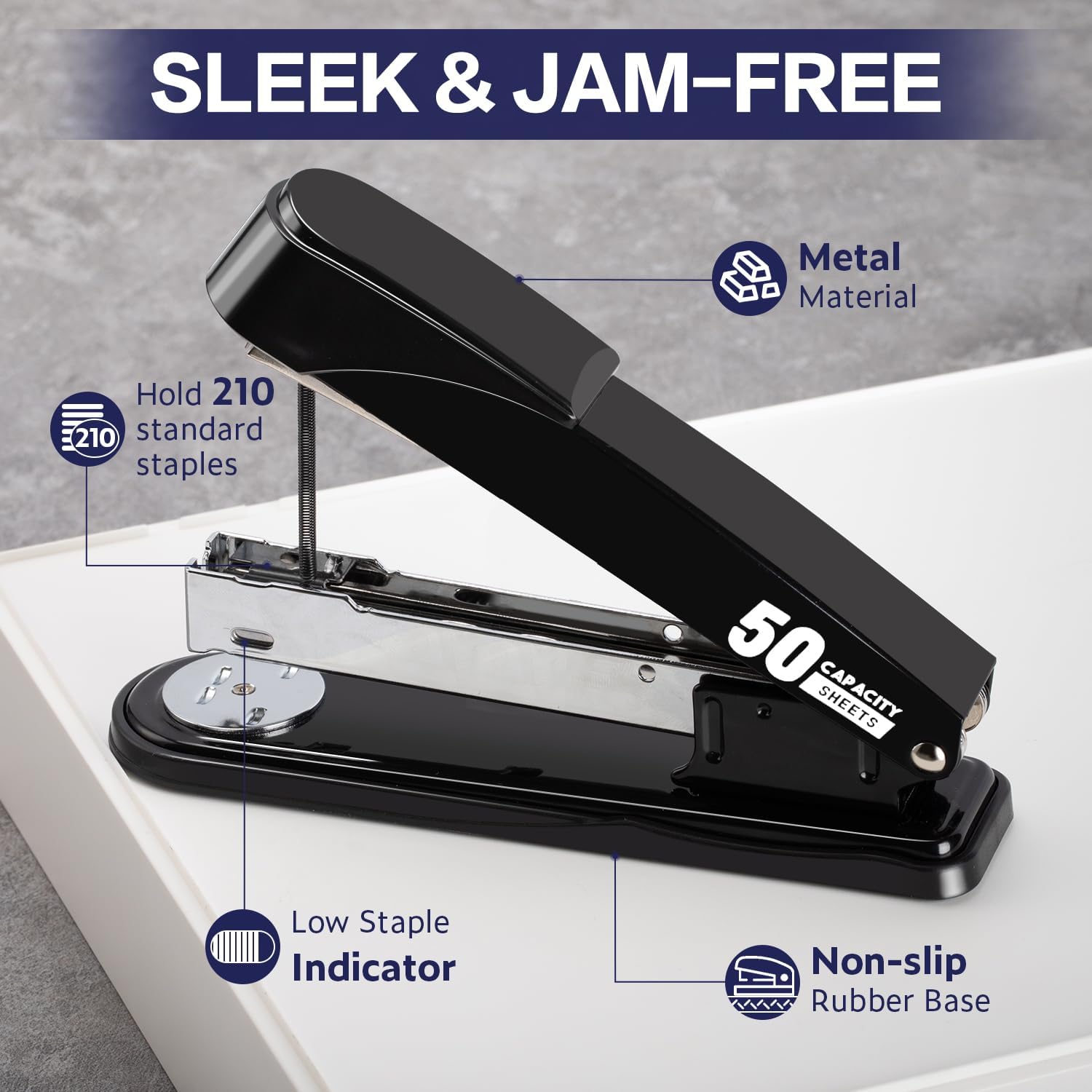 Stapler Heavy Duty, 2000 Staples and Staple Remover, Black