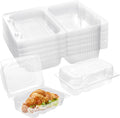 Sturdy Plastic Hinged Food Containers with Clear Lids, 40 Pack