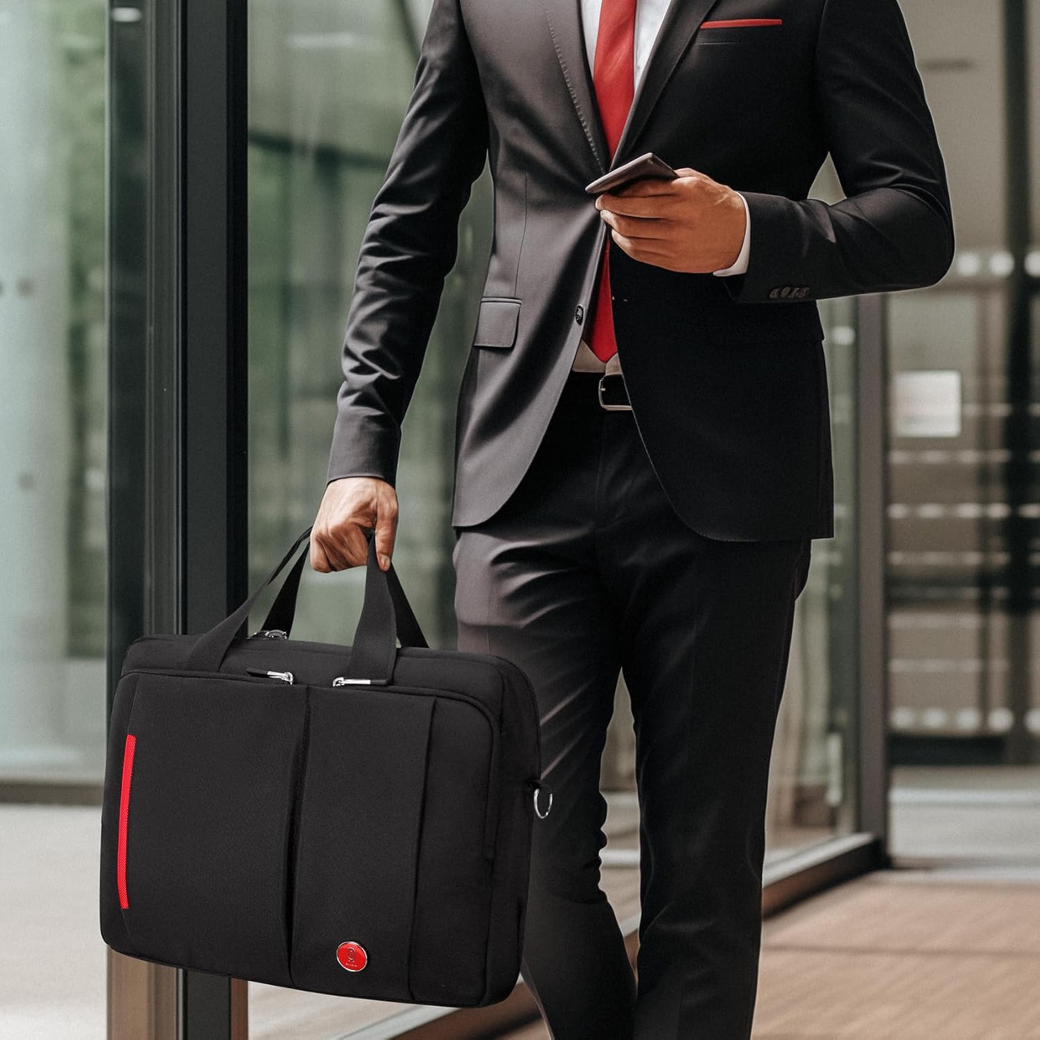 15.6 inch Laptop Briefcase with Combination Lock,Anti Theft Notary Bag Locking Laptop Bag Water-Repellent Shoulder