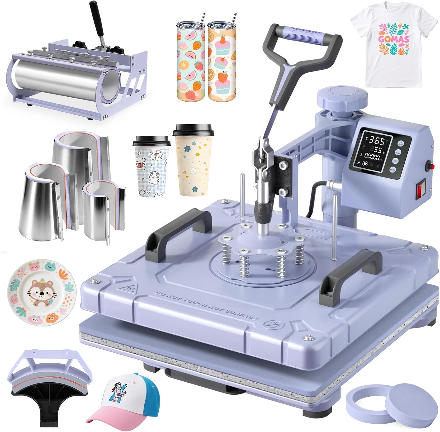 15x15 Inch 8 in 1 Swing Away Heat Press Machine for T Shirts | For DIY Creators & Small Businesses, Create T-Shirts