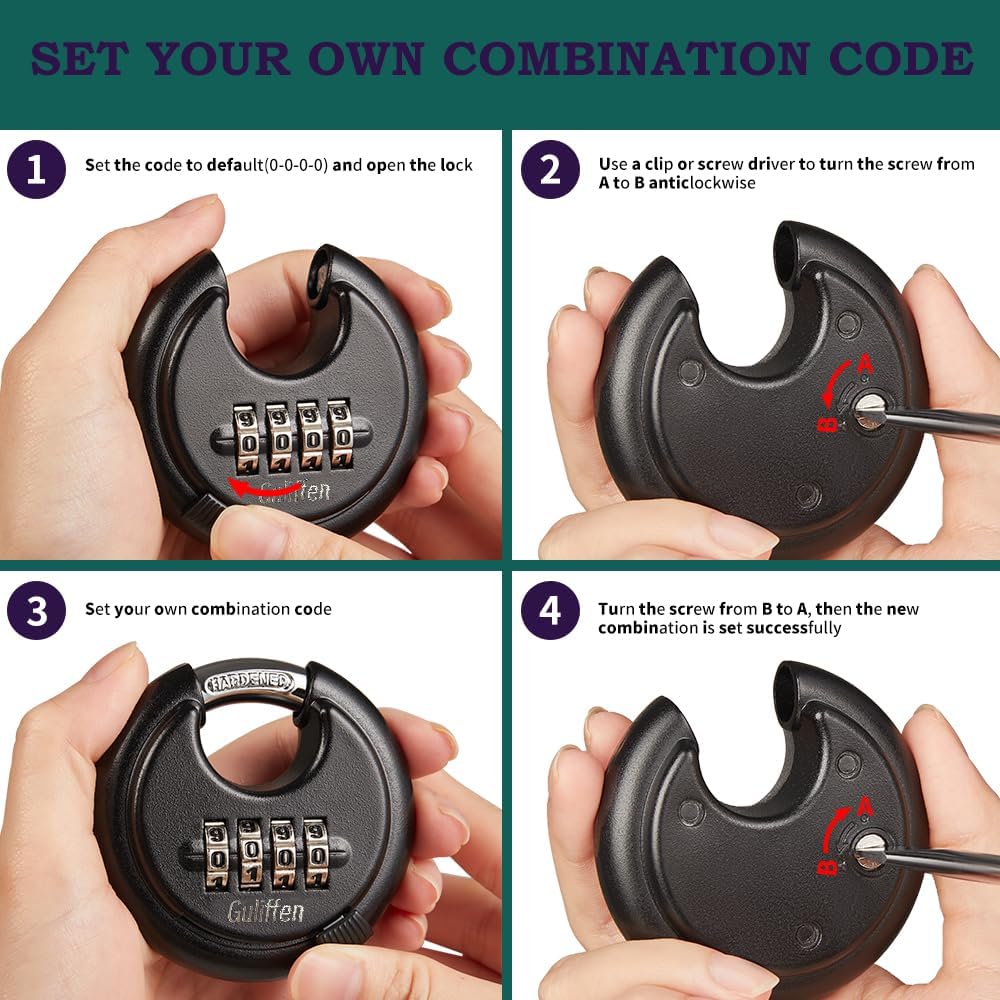 Outdoor Combo Lock for Storage Unit, Weatherproof Disc Lock for Sheds,Gate and Fence, 3 Pack Heavy Duty Pad Locks