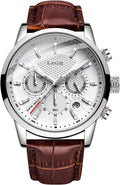 Wrist Leather Watches for Men Analog Dress Chronograph Waterproof Vintage Work Casual Quartz with Date Display