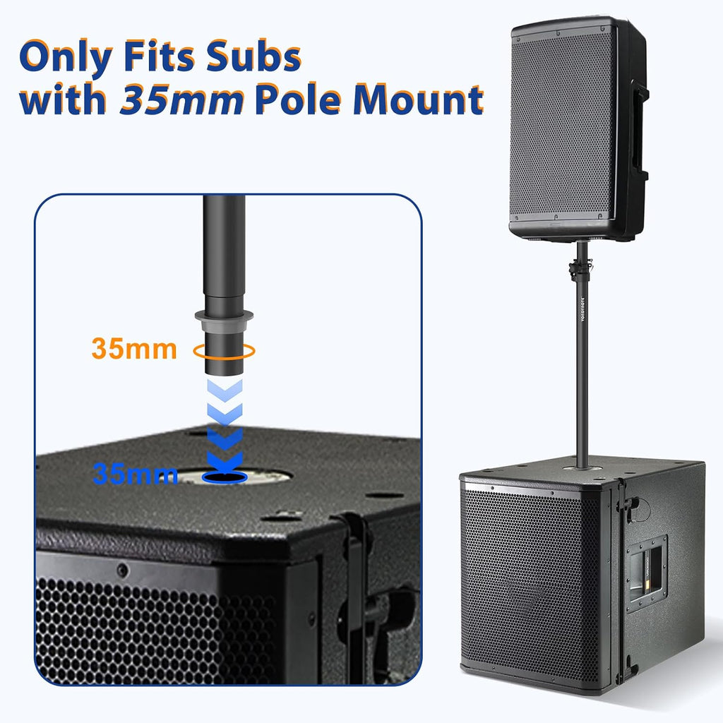 2-Pack Extend Subwoofer Poles Only Fit Subs with 35mm Pole Mount | 32.8"-51.1" Height Adjustable, 35mm Pole Mount