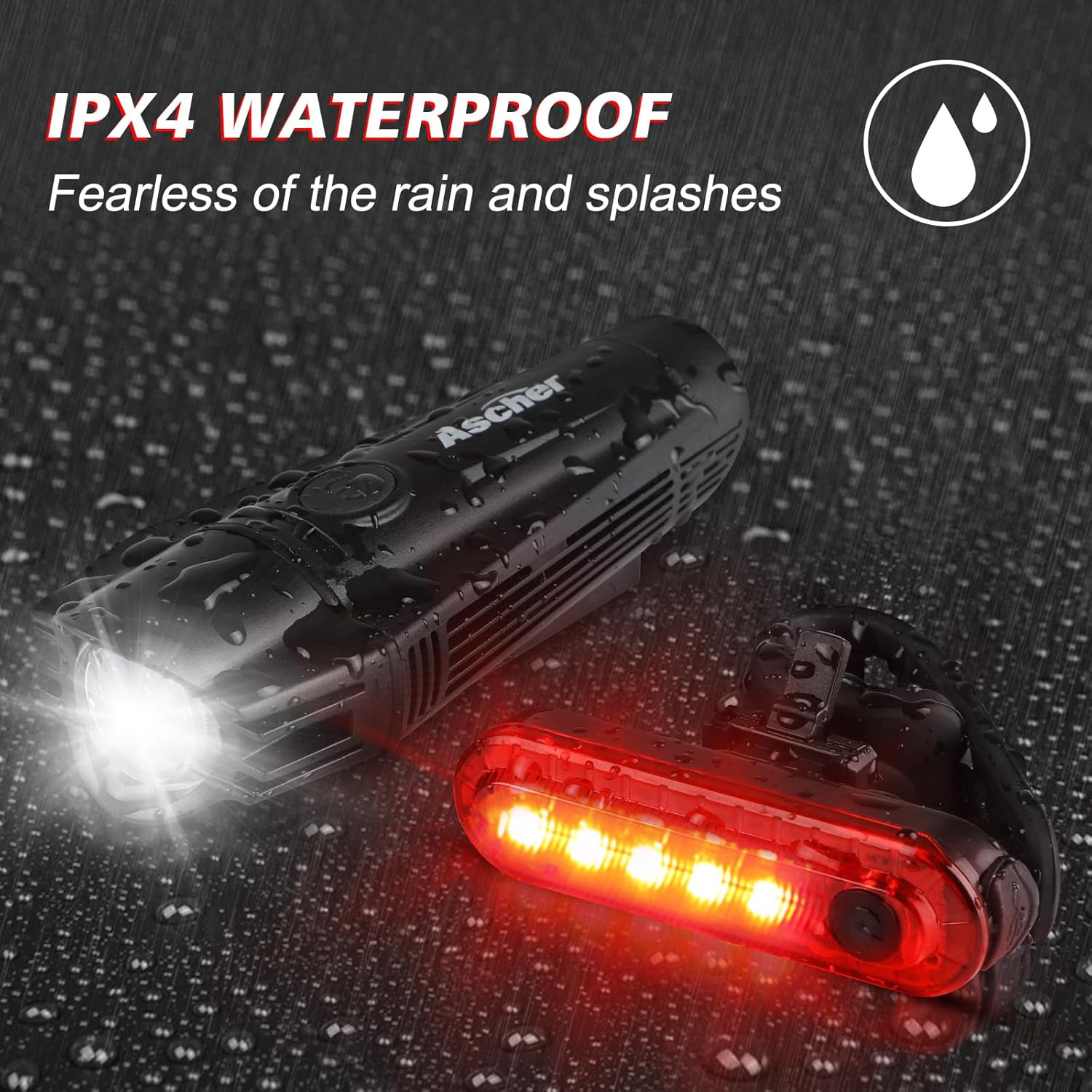 Ultra Bright USB Rechargeable Bike Light Set, Powerful Bicycle Front Headlight and Back Taillight, 4 Light Modes