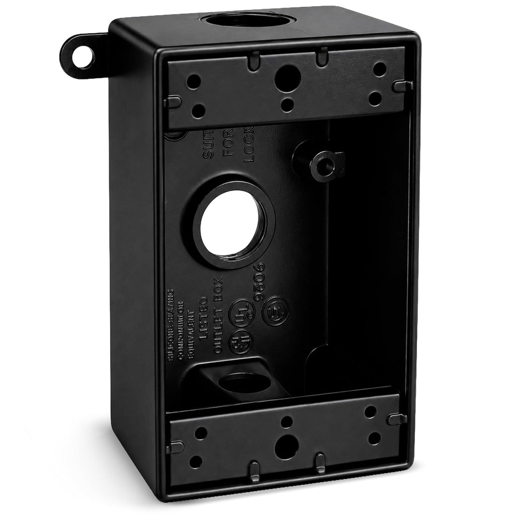 RAB Lighting B3B Black Weatherproof Outdoor Electrical Box, Die-Cast 1/2in