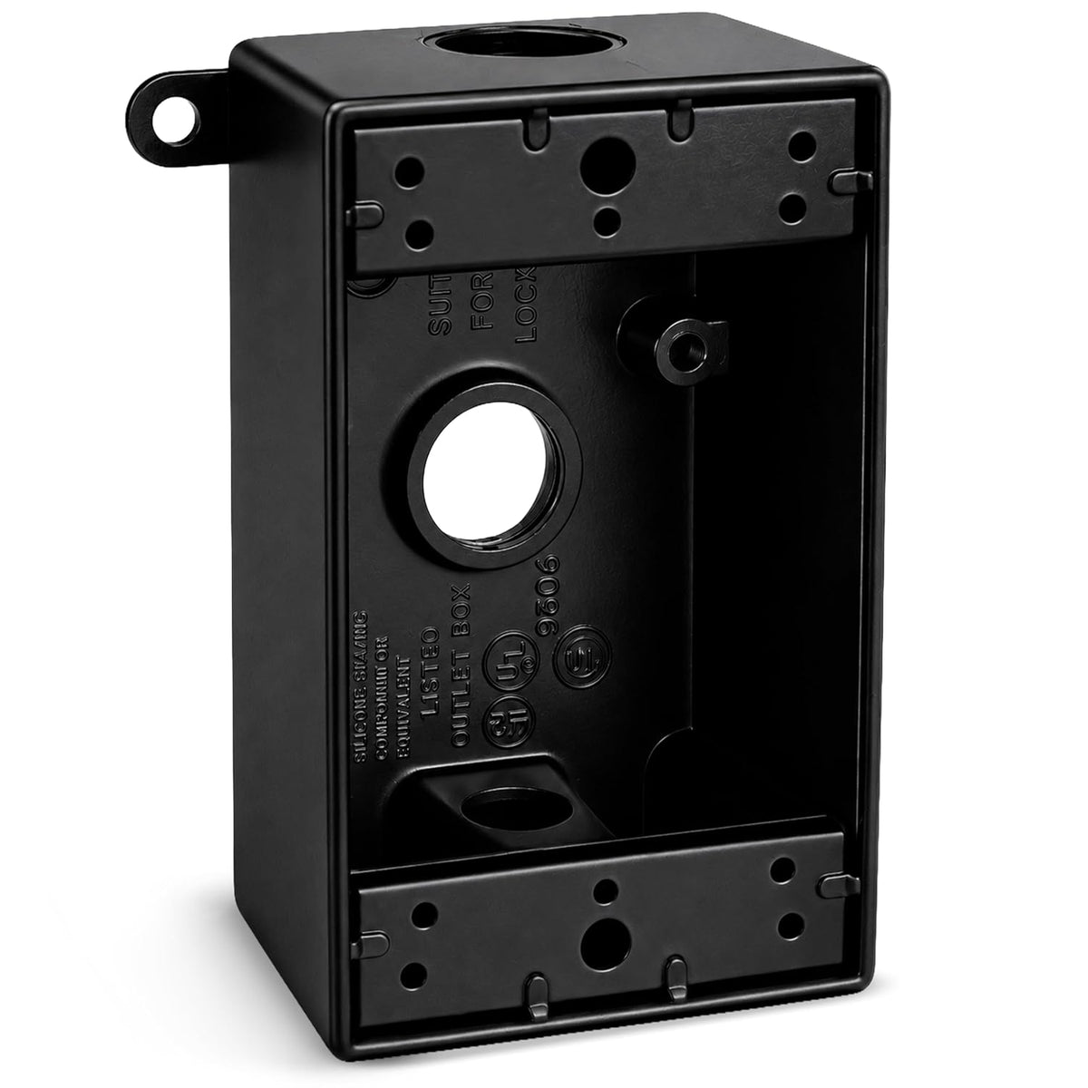 RAB Lighting B3B Black Weatherproof Outdoor Electrical Box, Die-Cast 1/2in