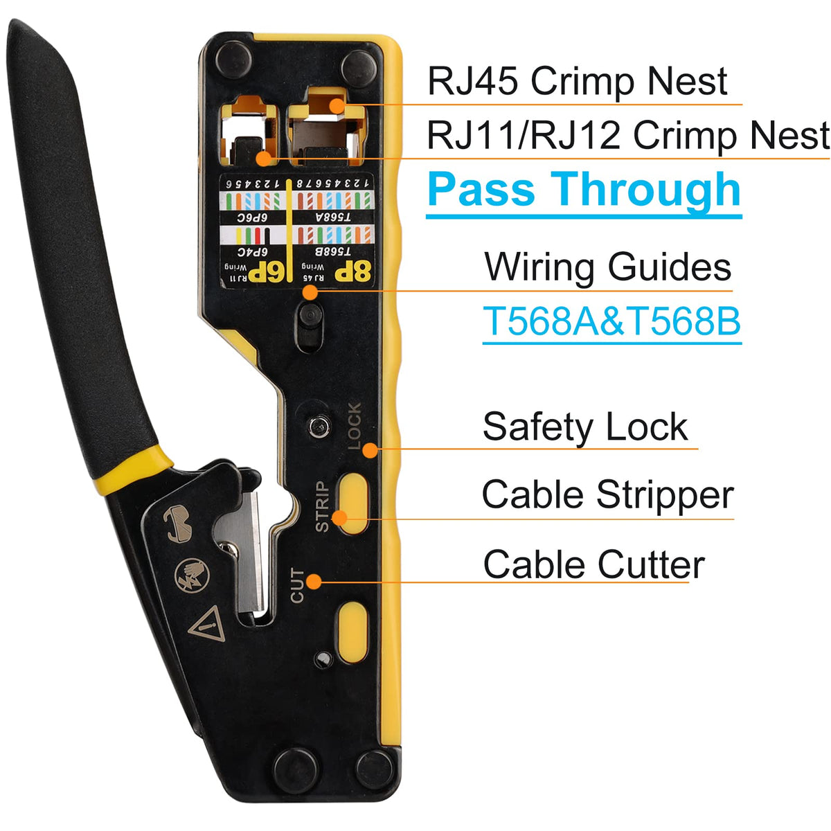 Solsop Pass Through RJ45 Crimp Tool Kit Ethernet Crimper