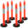 Delineator Post with Base 6 Pack, ExploreHorizon 45 Inch Portable Orange Traffic Delineator Posts Cones with