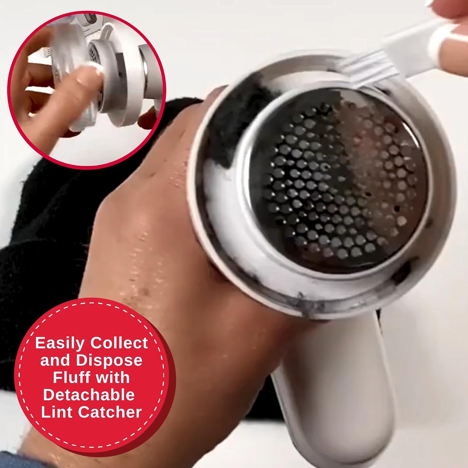 Compact & Portable Fabric Shaver and Lint Remover | Battery operated device, 3 stainless steel blades, detachable