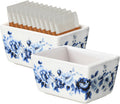2 Pcs Blue and White Porcelain Sugar Packet Holder Tea Bag Bowl, 5 Oz