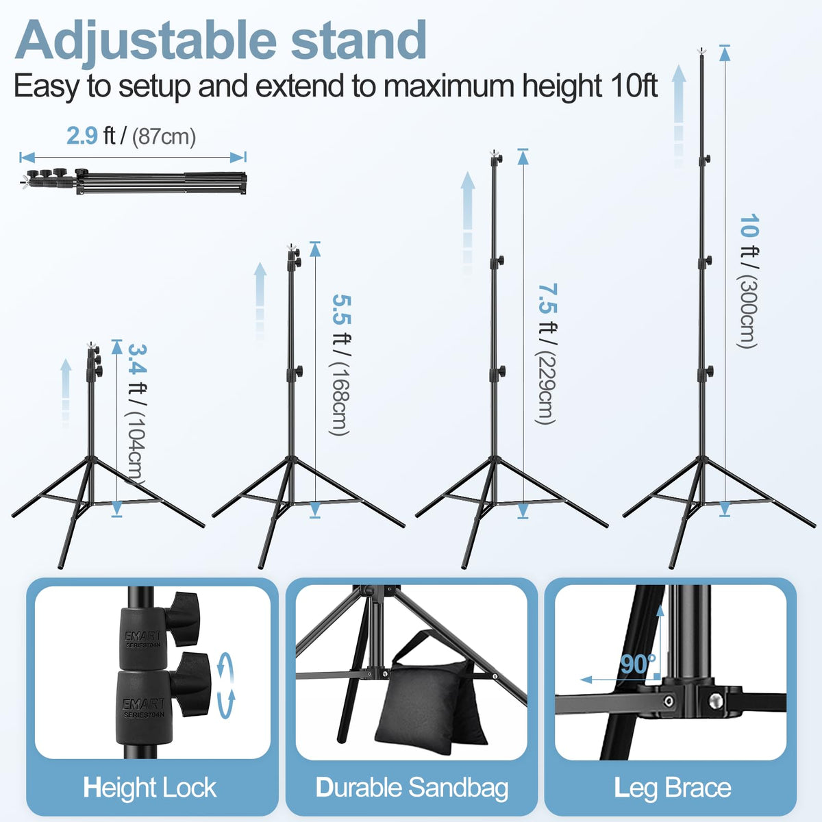 10x10FT Backdrop Stand Adjustable Back Drop Stand for Party Wedding