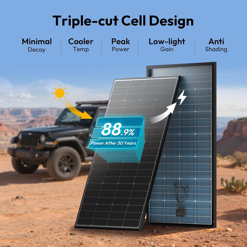 Bifacial 200 Watt Solar Panel, 16BB N-Type 200W 12V 25% High Efficiency 200W Solar Panels, Monocrystalline Solar