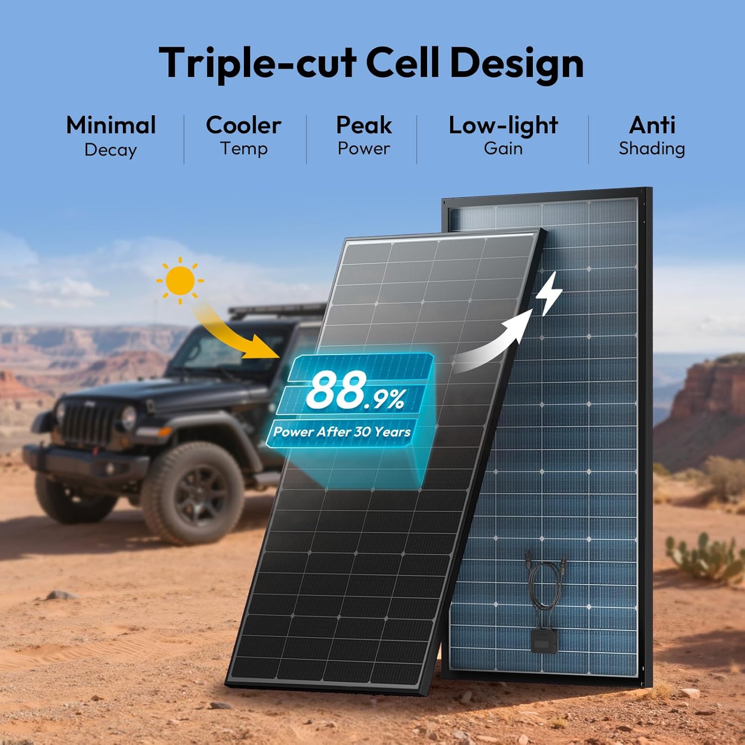 Bifacial 200 Watt Solar Panel, 16BB N-Type 200W 12V 25% High Efficiency 200W Solar Panels, Monocrystalline Solar