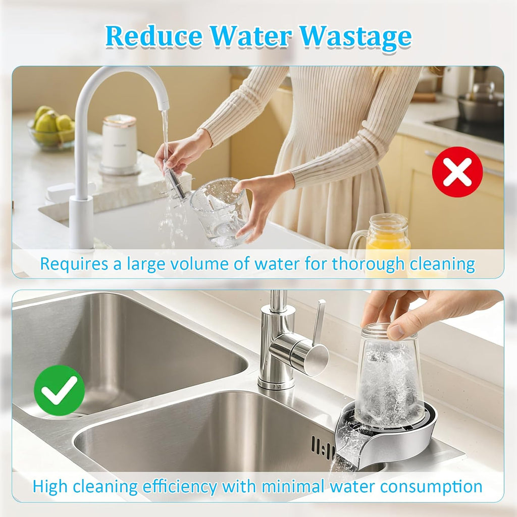 Glass Rinser for Kitchen Sink, 360 Degree Rotating Cup Rinser