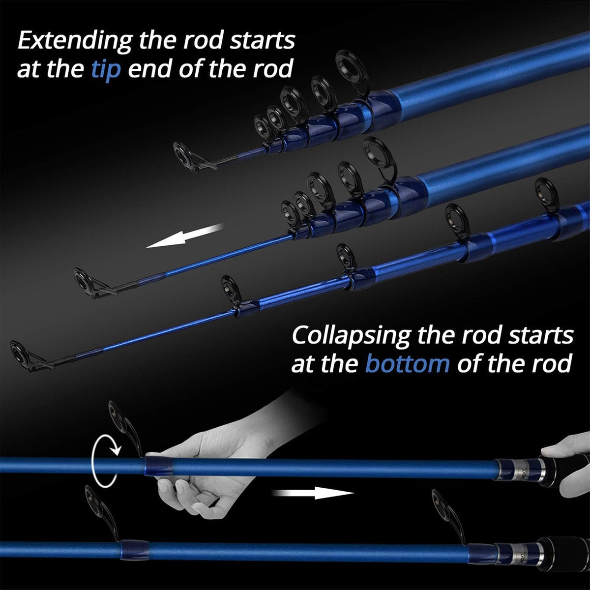 Compass Telescopic Fishing Rods and Combo, Easy to Travel | Spinning & Casting Rods, Graphite Blanks, Stainless
