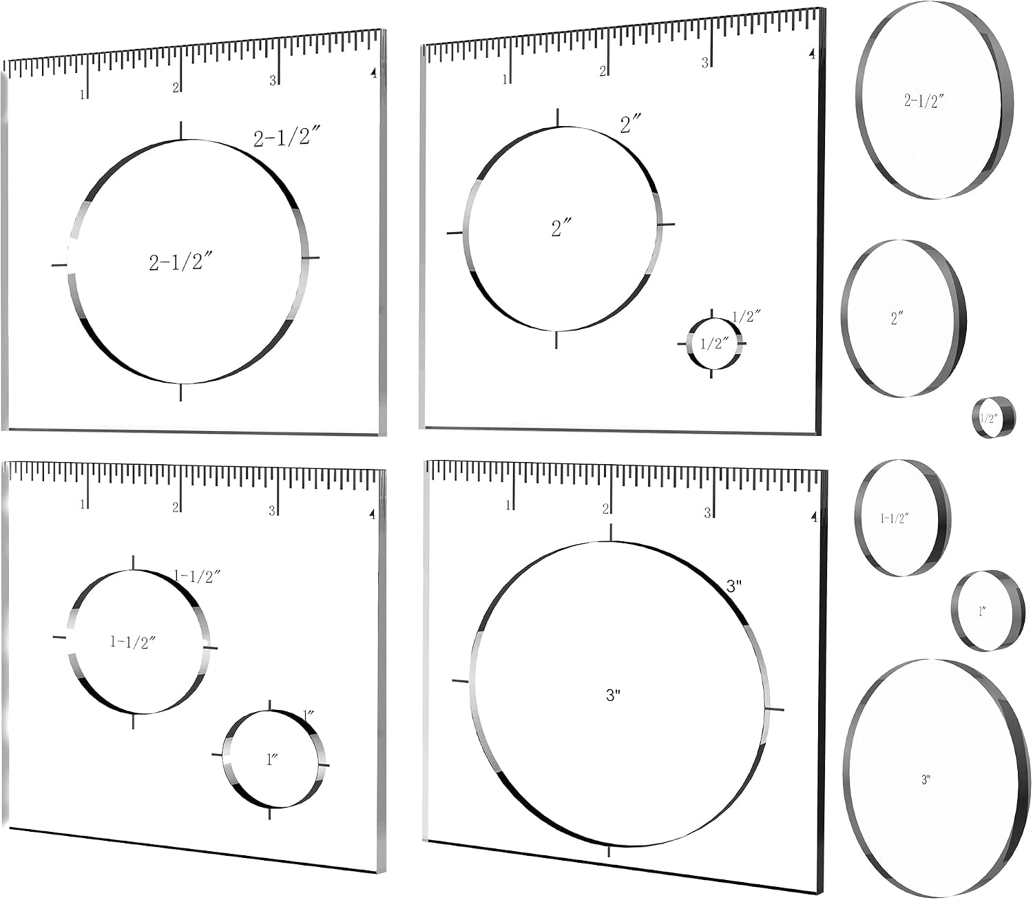 Pack of 4 Circle Inlay Template Set Router Templates for Woodworking,Router Jig Templates Decorative Templates