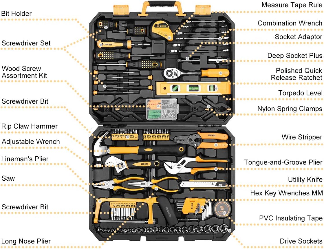 228 Piece Socket Wrench Auto Repair Tool Combination Package Mixed Tool Set Hand Tool Kit with Plastic Toolbox