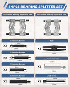 14Pcs Bearing Separator Puller Set, Bearings Splitters Puller Tool