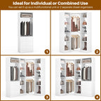 Corner Closet System with 3 Drawers, Corner Closet Organizer System
