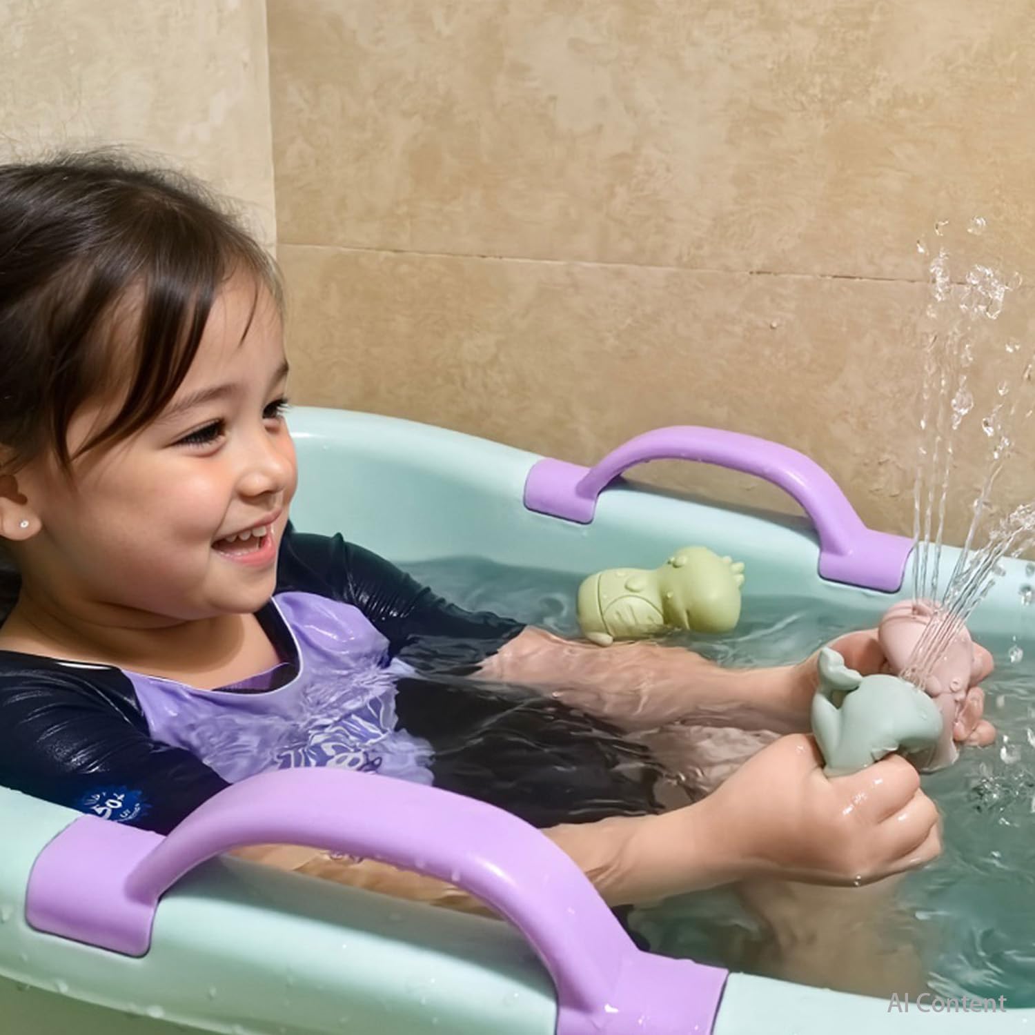 Silicone Baby Bath Toys Set for Toddlers 6 Months+ (Marine) | Non-Toxic Mold Free Soft Infant Squirty Bathtub Toys