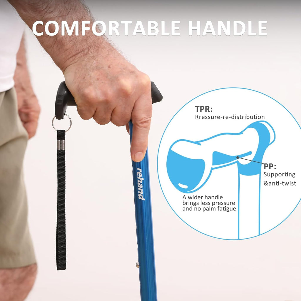 Walking Cane for Men & Women - Foldable, Adjustable, Lightweight, Self Standing Pivot Walking Cane, Soft Handle Grip
