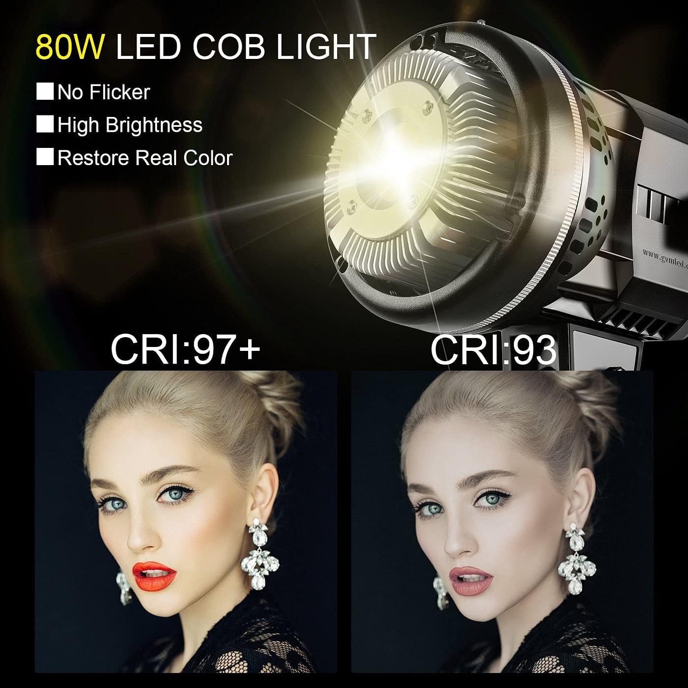 GVM 80W Photo Studio Lighting Kit, LED Video Light with Bowen Mount 23.6" Softbox, Tripod Stand, Continuous Output