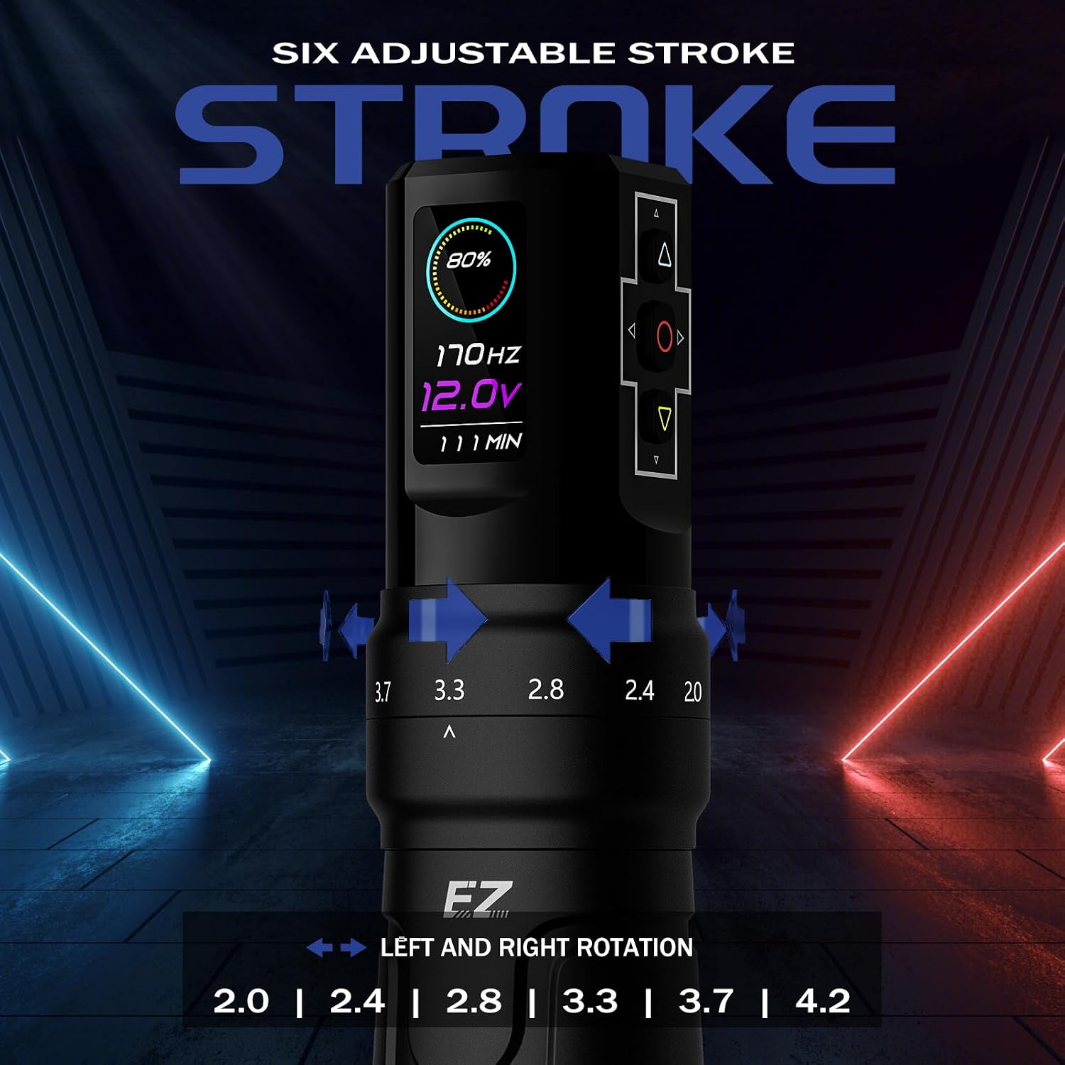 EZ P3 Pro Tattoo Kit, Complete Tattoo Gun Kit 6 Strokes Wireless Tattoo Pen Machine with Extra 1600mAh Power Supply