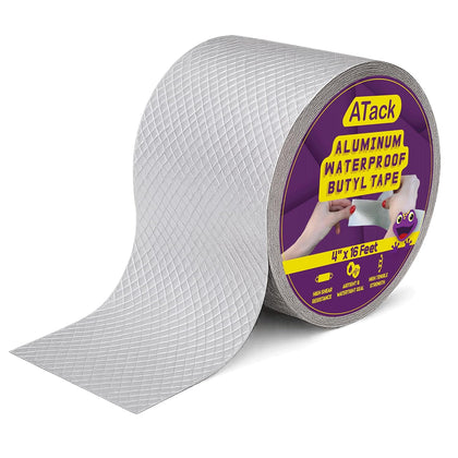 Aluminum Butyl Tape Waterproof Sealing Tape 4 Inch x 16 Feet Roof Sealant for Roof and Gutter Patch, RV Repair, Metal