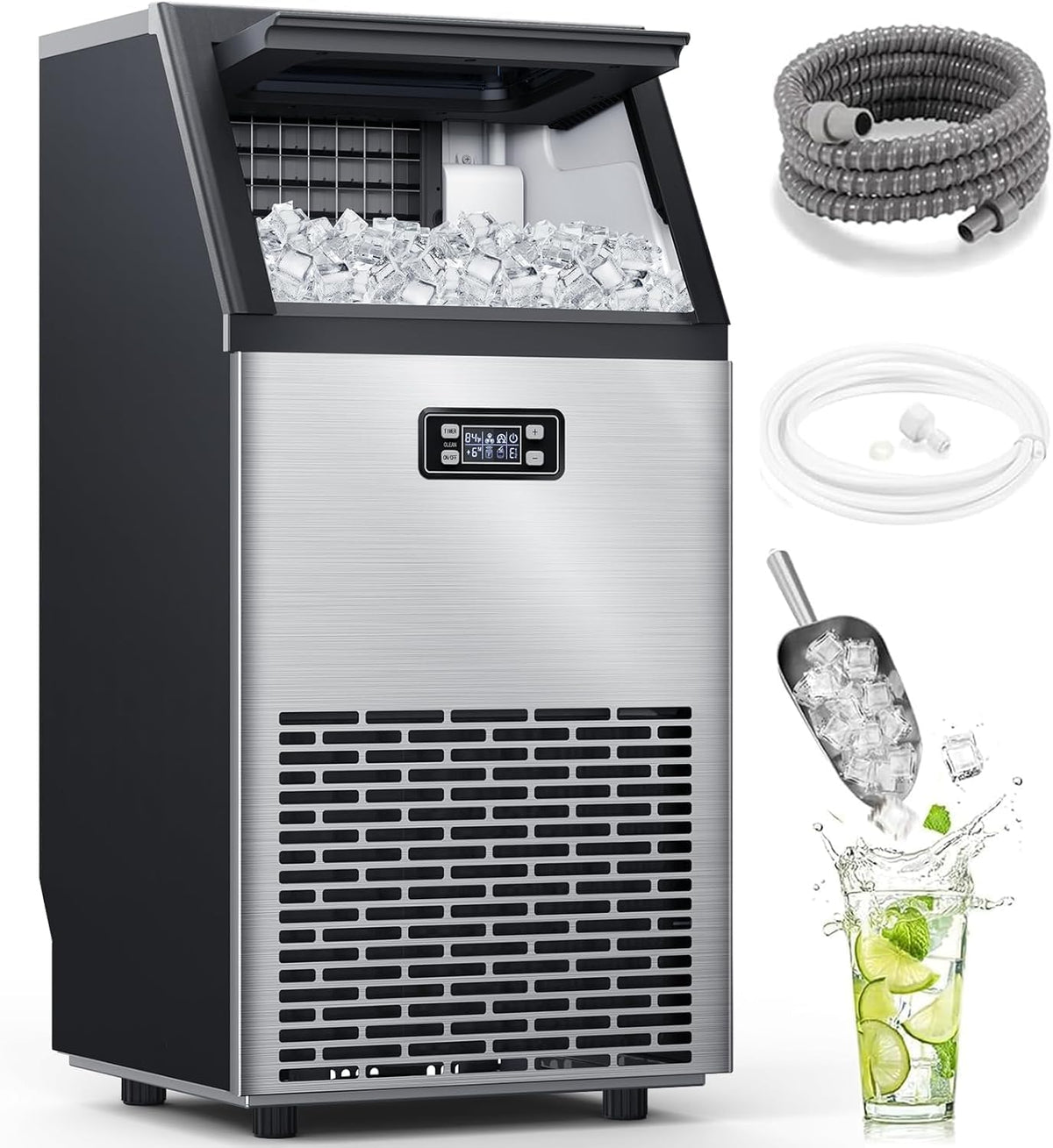 Commercial Ice Maker Machine,100lbs/24H,Silver