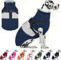 Dog Coat, Large Dog Jacket, Dogs Coat with Harness Built in, Reflective Waterproof Dogs Jackets Winter with Furry