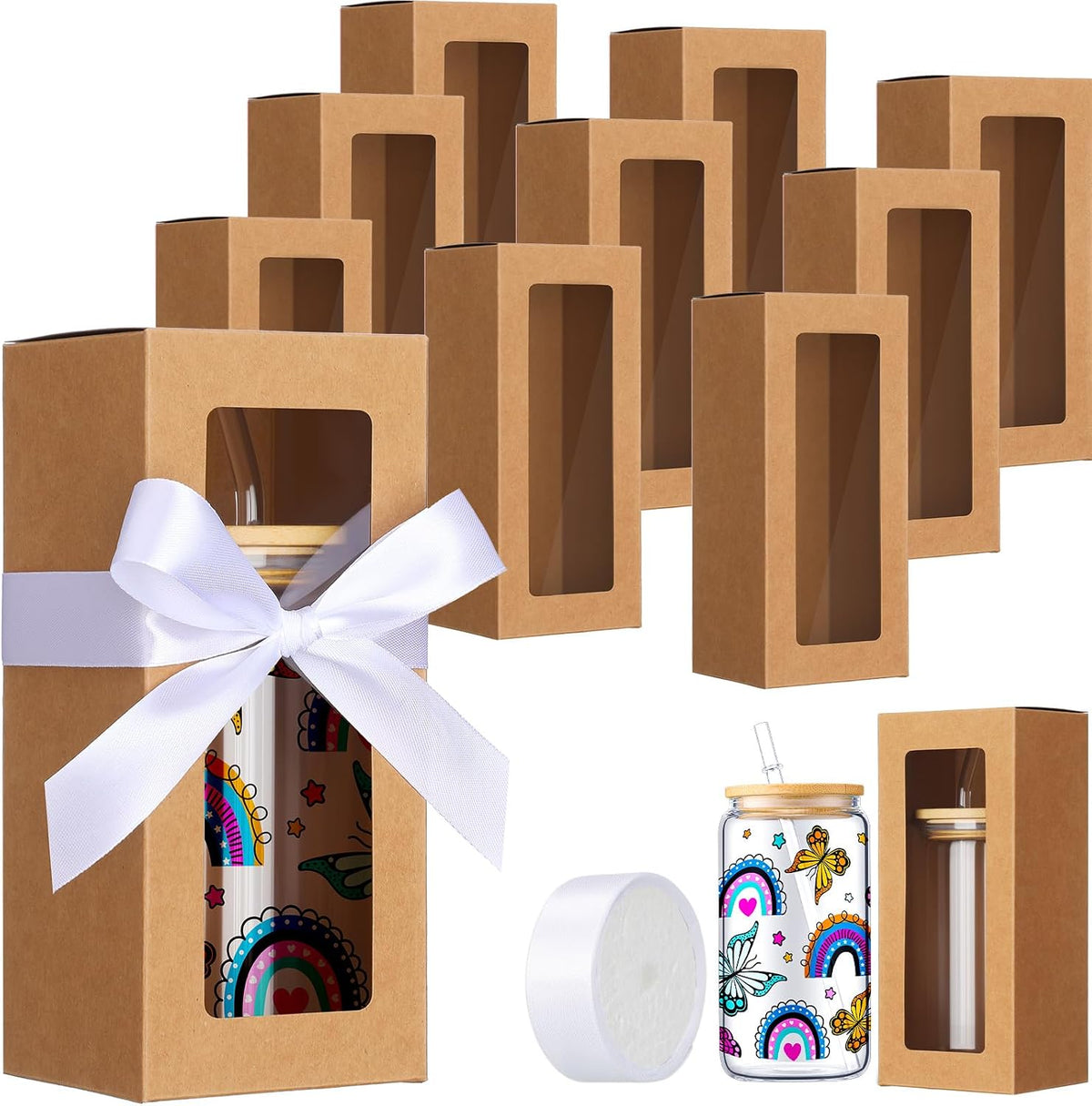 24 Pcs Tumbler Gift Box, 7.87 x 3.35 x 3.35, Brown