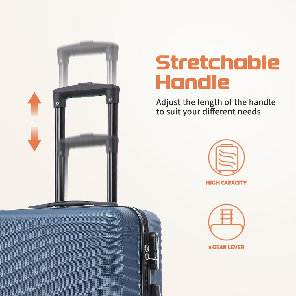 Luggage Sets 3 Piece, ABS Suitcase Set (20/24/28), Hardside luggage with Spinner Wheels, Travel Luggage,14x8x9