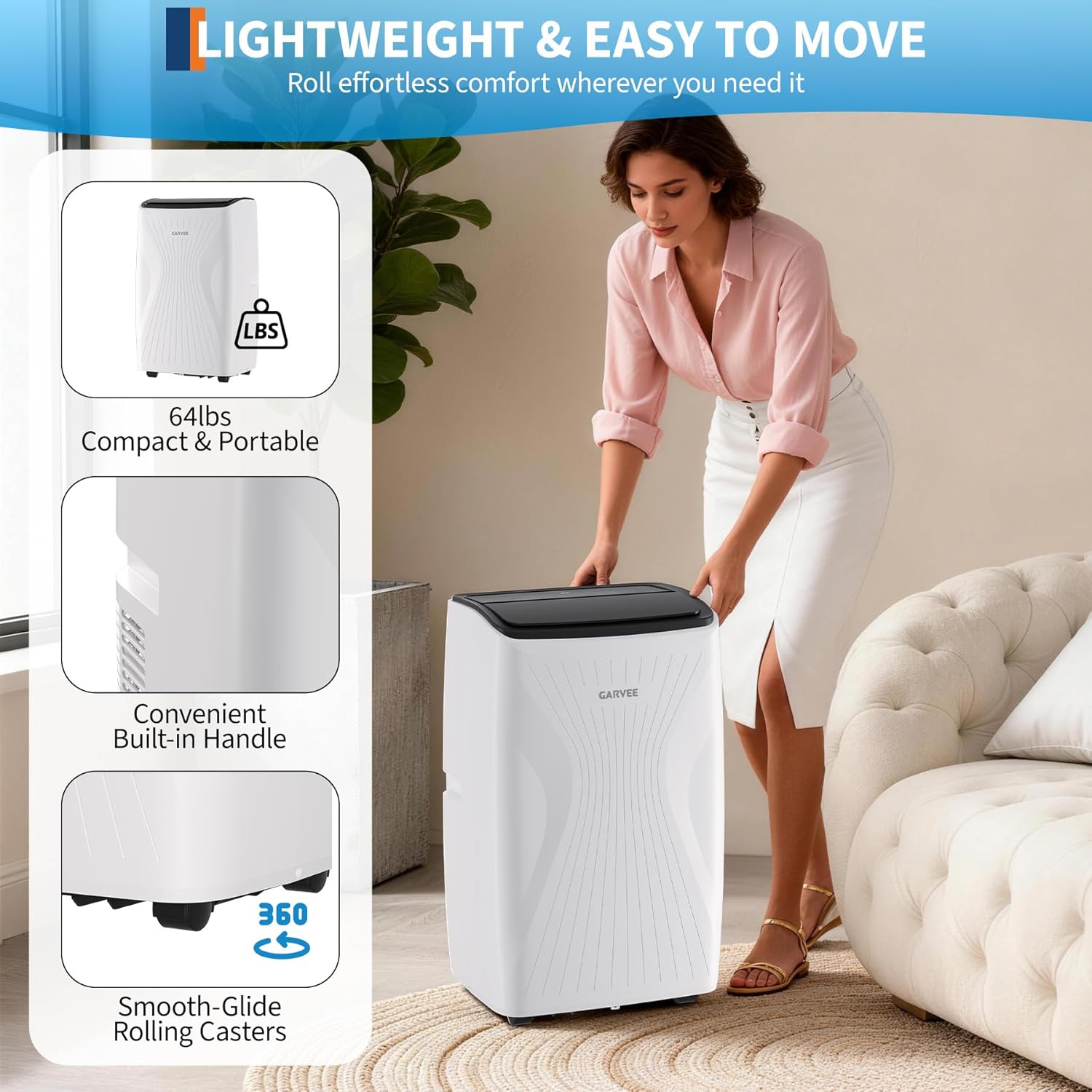 14,000 BTU Portable Air Conditioner, 4-IN-1 Portable AC Unit for Large Rooms Up to 750 Sq. Ft. with Cooling