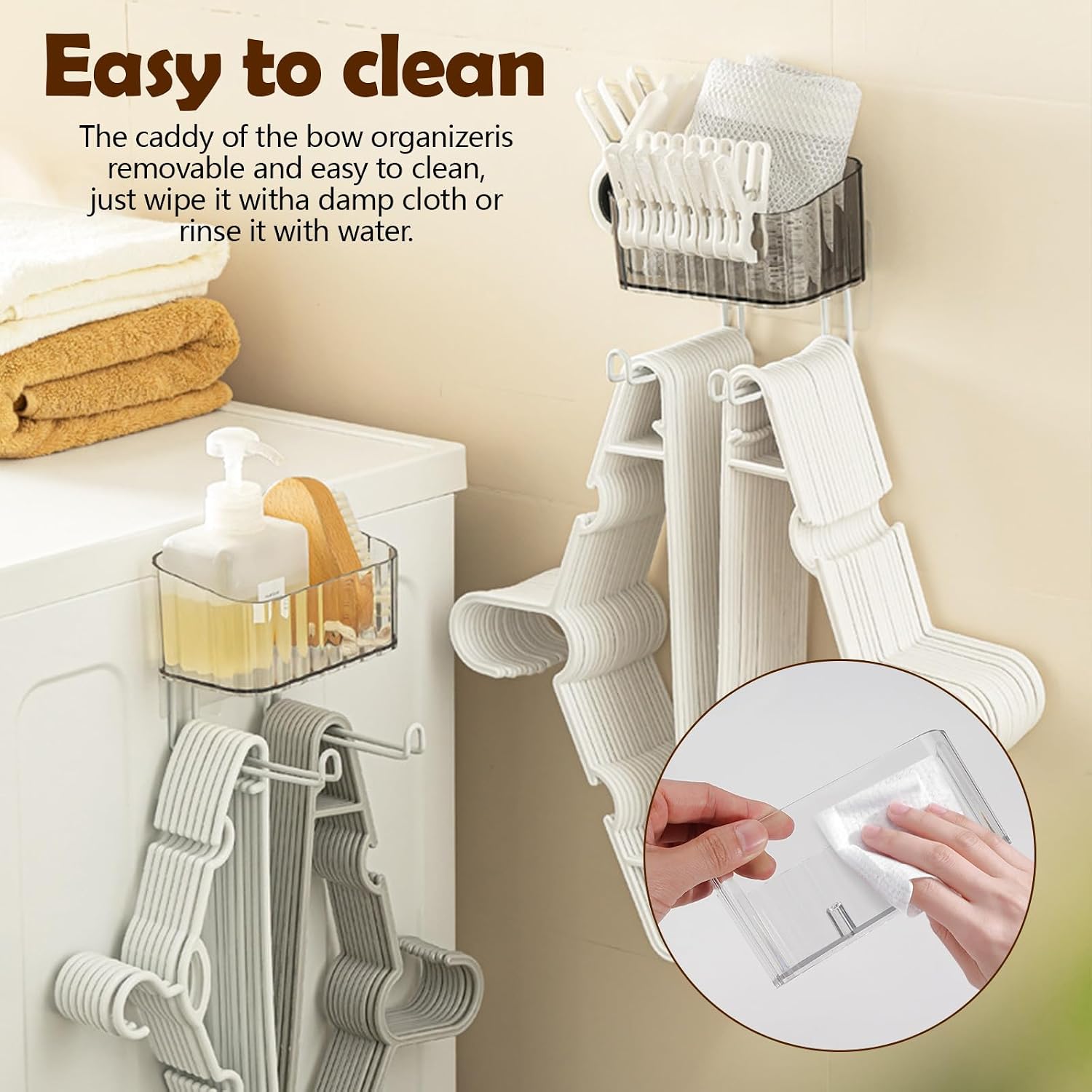 Wall Mount Headband Holder Hair Accessories Organizer, Self Adhesive Scrunchie Holder with Clear Acrylic Caddy for